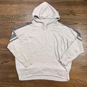 Athleta Rally Hoodie Womens XL Gray Long Sleeve Striped Pullover Lightweight